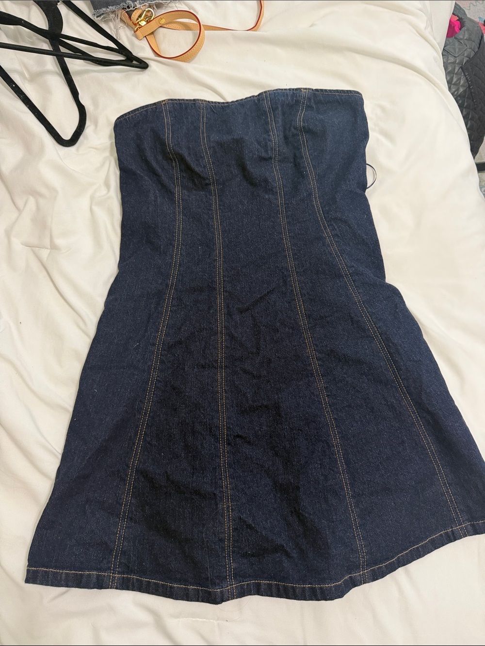 Abercrombie & Fitch Dark Blue Strapless Denim Mini Dress